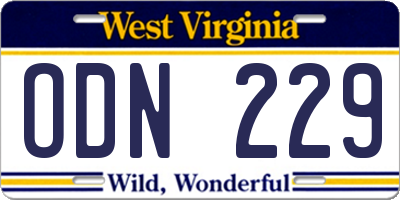 WV license plate ODN229