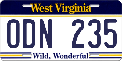 WV license plate ODN235