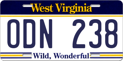 WV license plate ODN238