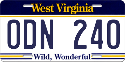 WV license plate ODN240