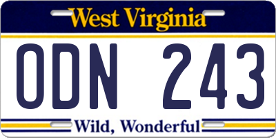 WV license plate ODN243
