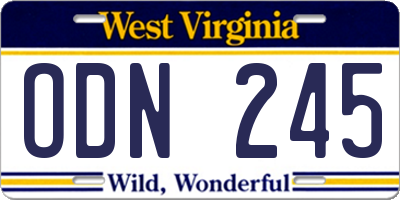 WV license plate ODN245