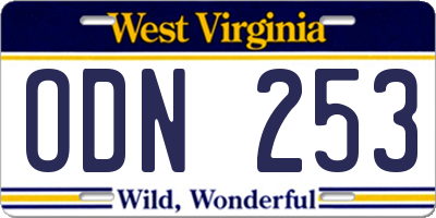 WV license plate ODN253
