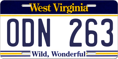 WV license plate ODN263