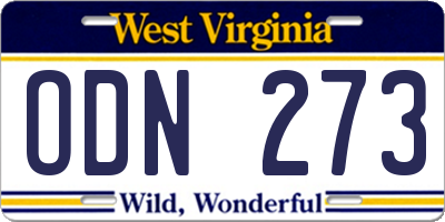 WV license plate ODN273