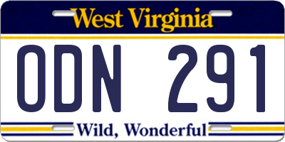 WV license plate ODN291