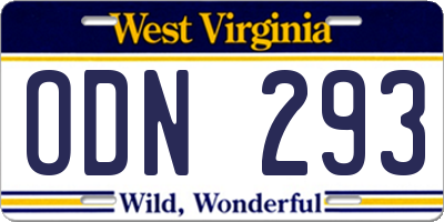 WV license plate ODN293