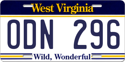 WV license plate ODN296