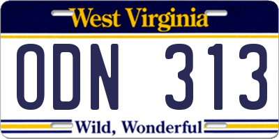 WV license plate ODN313
