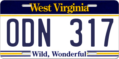 WV license plate ODN317