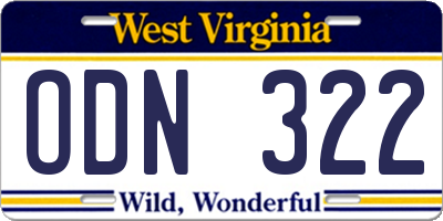 WV license plate ODN322