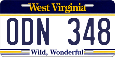 WV license plate ODN348