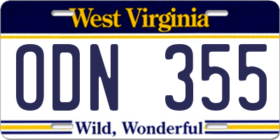 WV license plate ODN355