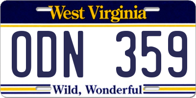 WV license plate ODN359