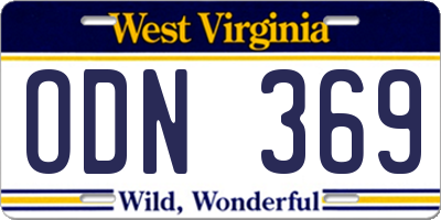WV license plate ODN369
