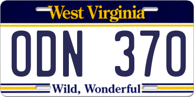 WV license plate ODN370