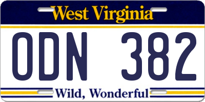 WV license plate ODN382