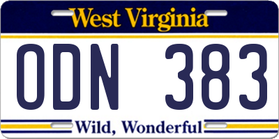 WV license plate ODN383