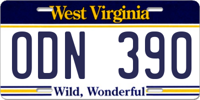 WV license plate ODN390