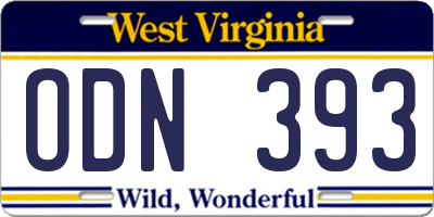 WV license plate ODN393