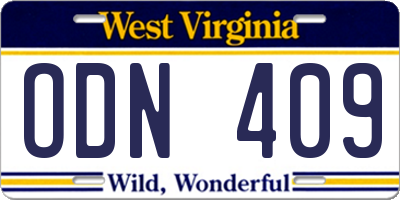 WV license plate ODN409