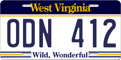 WV license plate ODN412