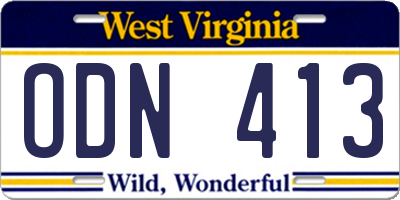 WV license plate ODN413