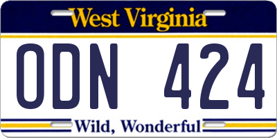 WV license plate ODN424