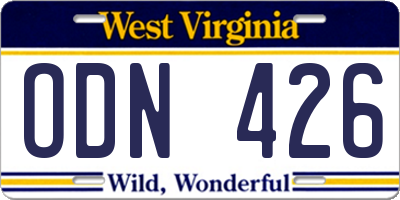 WV license plate ODN426