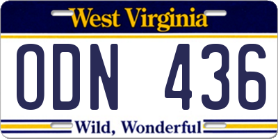 WV license plate ODN436