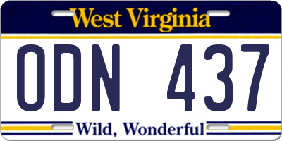 WV license plate ODN437