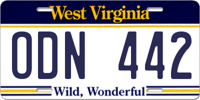 WV license plate ODN442