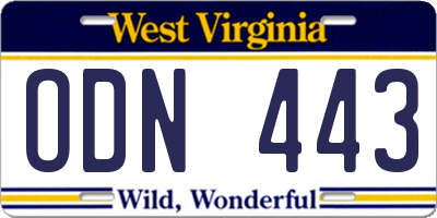 WV license plate ODN443