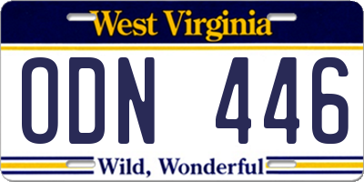 WV license plate ODN446