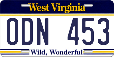 WV license plate ODN453