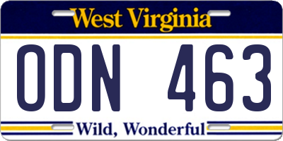 WV license plate ODN463