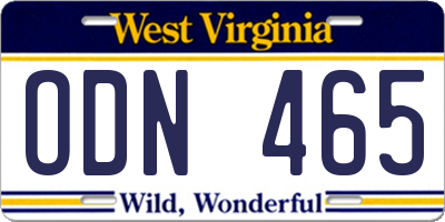 WV license plate ODN465