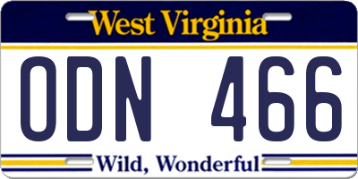 WV license plate ODN466