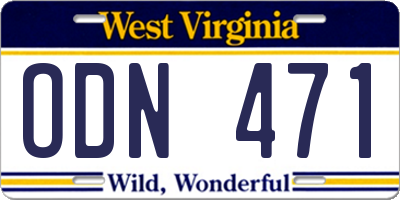 WV license plate ODN471