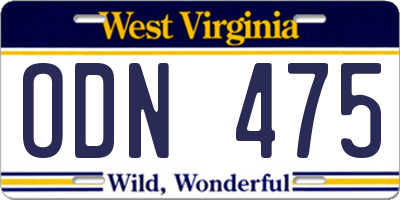 WV license plate ODN475