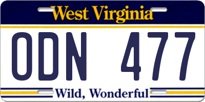 WV license plate ODN477