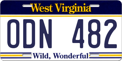 WV license plate ODN482