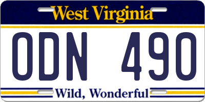 WV license plate ODN490