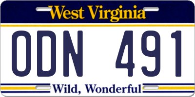WV license plate ODN491