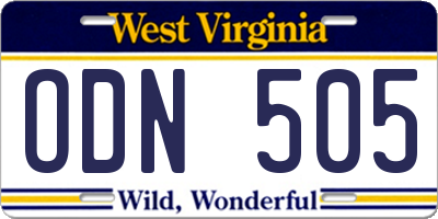 WV license plate ODN505