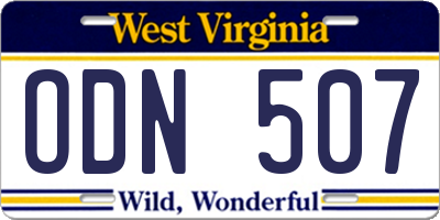 WV license plate ODN507