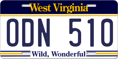 WV license plate ODN510
