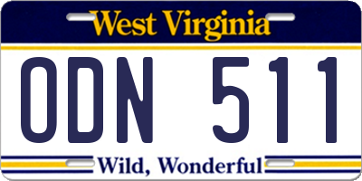 WV license plate ODN511