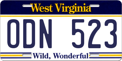 WV license plate ODN523