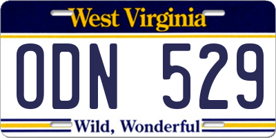 WV license plate ODN529
